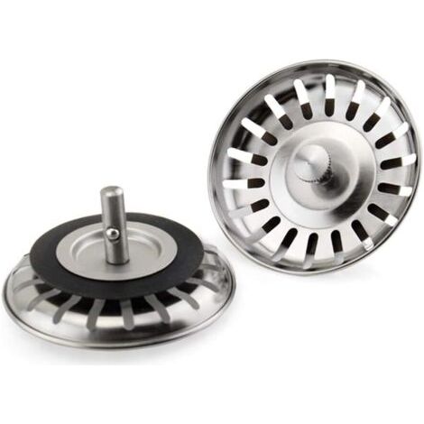 Bouchon de filtre d'évier de cuisine en acier inoxydable couvercle de vidange de 78 mm Bouchon de filtre à ordures de cuisine amélioré 1 bouchon de filtre en acier pour salle de bain,AAFGVC (1/5)