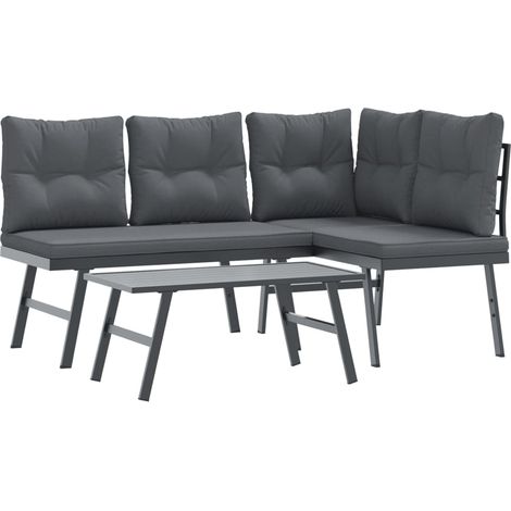 Maison Exclusive - 3-tlg. Garten-Sitzgruppe mit Kissen Schwarz St