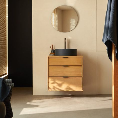 Meuble de salle de bain en chêne massif 60 cm Senson (1/5)