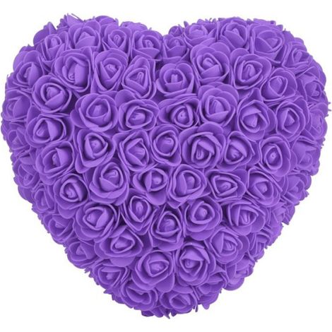 Rose Artificielle - Coeur Violet - Fleur Decoration Interieure - Saint-Valentin Anniversaire - Lot de 1 (1/5)