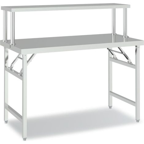 Tavolo da lavoro professionale da cucina con ripiano 120 x 60 x 115 cm in acciaio inox 020045423