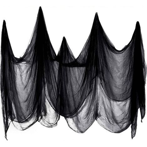 Tissu Effrayant d'halloween, 200 X 500 Cm Fil De Coton Noir Fournitures De Décoration Effrayantes pour Fête d'halloween, Décorations De Terreur Suspendues pour Fenêtre De Porte De Maison (1/5)
