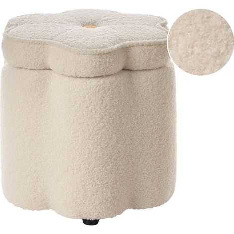 Pouf mit Stauraum FLOWER Bouclé Cremeweiß Blume (1/5)