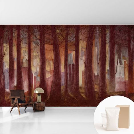 Fototapete Tapete Vliestapete mit Kleber - trendige Wanddeko - Schlafzimmer - Wohnzimmer Geheimnisvolle Landschaft 416x254 cm