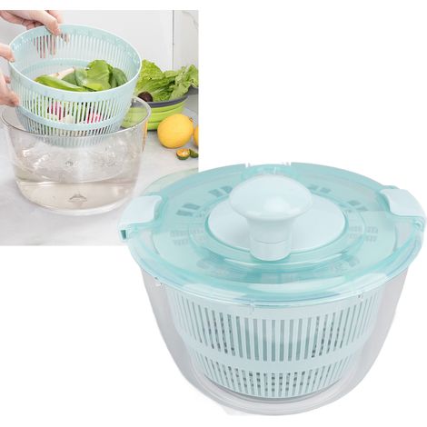 Blaue 5-Liter-Salatschleuder, schnell und manuell für Gemüse, Obst und Salate mit rutschfestem Boden [Typ: Schleuder, Material: PP, Silikon, Fassungsvermögen: 5 l, Abmessungen: 24 x 22 x 19,5 cm, Inha (1/5)