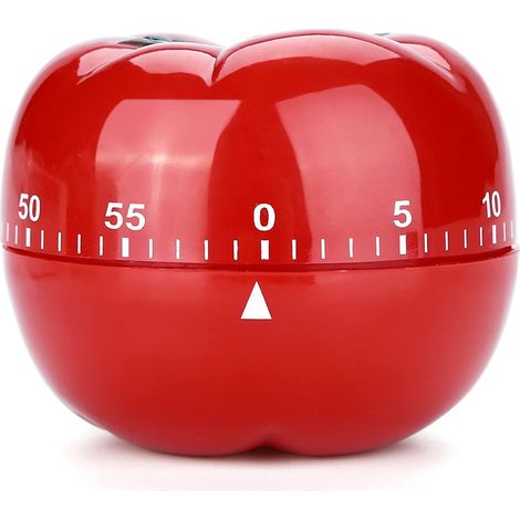 Minuteur de cuisine mécanique en forme de tomate 60 minutes Compte à rebours Aide à la cuisine et à la pâtisserie (grande taille 7,2 x 5,5 cm) (1/5)