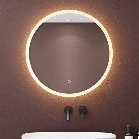 doporro® LED-Badspiegel runder Wandspiegel φ60 cm Dimmbar Beschlagfrei 5mm Float-Glas mit Touchschalter und Memory, Lichtspiepgel Badezimmerspiegel LED-Spiegel 05 (1/5)