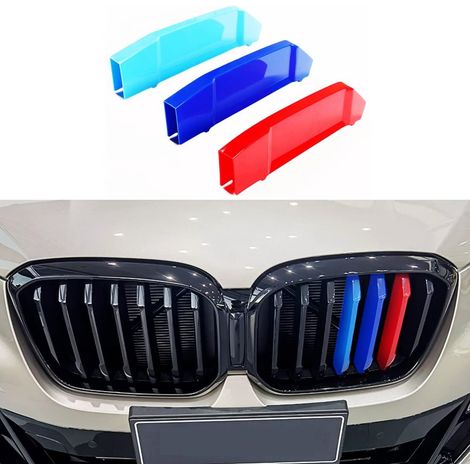 Tira decorativa tricolor para BMW X3 2022–2025 – compatible con modelos con parrilla doble estándar (no compatible con X3 M40i 2022)