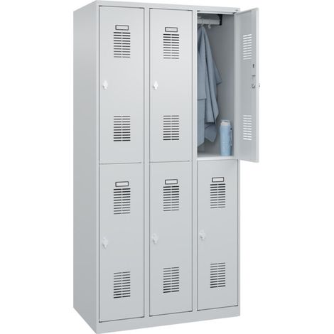 C+P Casier double étage Basis PLUS, 6 compartiments, 1850x900x500mm, 7035/7035 (1/5)