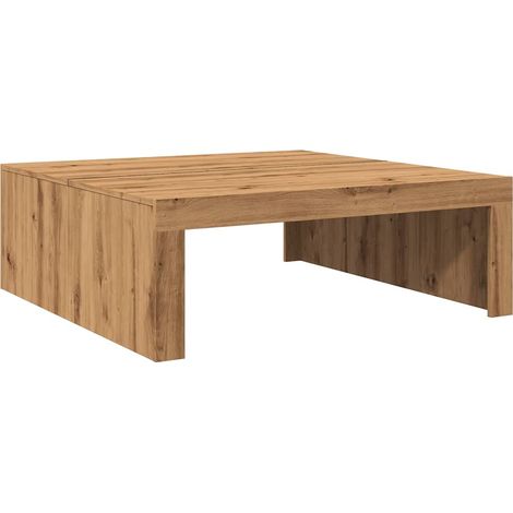 Mesa de centro de diseño moderna y contemporánea hecha a mano 100 x 100 x 35 cm madera de ingeniería marrón DEC038286 (1/5)