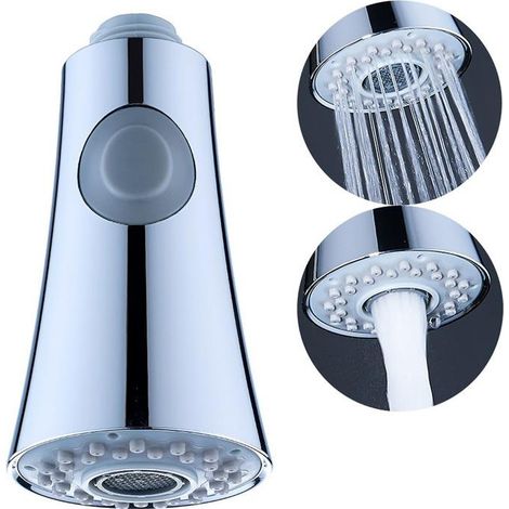 Robinet de cuisine avec douchette, mitigeur d'évier, douchette standard à 2 fonctions pour la préparation des assiettes de cuisine (1/4)