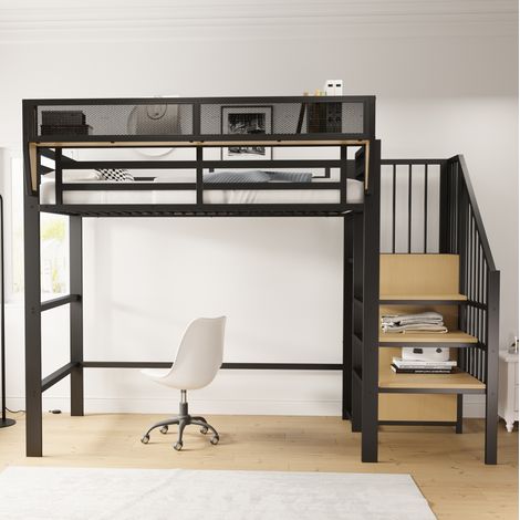 struttura letto 90x200 salvaspazio con scala OKMYHOME (1/5)