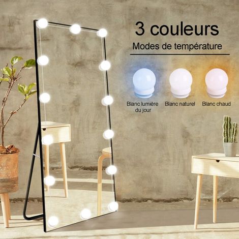 Kit de bande lumineuse LED pour miroir courtoisie mural avec alimentation 3 modes couleur (1/4)