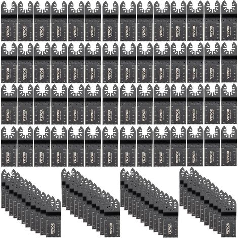 VEVOR Set di Lame Oscillanti 100 Pezzi in HCS per Utensile Multifunzione Taglio di Legno, Kit di Lame Multifunzione Totale 100 Pezzi Sostituibili per Taglio Plastica Legno con Scala (1/5)