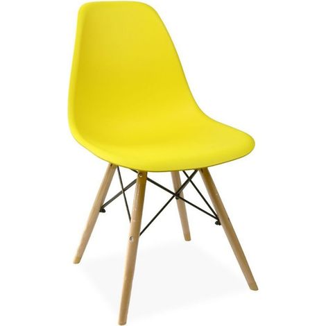 ORION91oficial® - Silla de Comedor, O91, Polipropileno Color Amarillo y Patas en Madera Haya 46,5 x 48 x 82 cm, Hostelería-Bar-Restaurante-Comedor-Oficina-Coworking- Salón-Teletrabajo-Cocina - spaziOr (1/5)