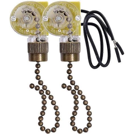 Interrupteur pour ventilateur de plafond Zing Ear ZE-109, interrupteur à deux fils avec tirette, pour ventilateurs de plafond et lampes, 2 pièces, bronze (1/4)