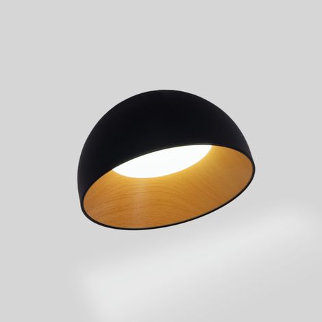 Plafonnier LED incliné CCT 12W - Effet bois - ø35cm - Noir