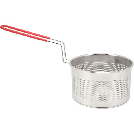 Panier à friteuse rond en acier inoxydable 304, avec poignée, pour frites françaises, rondelles d'oignon, pâtes au poulet, petit 16CM. (1/5)