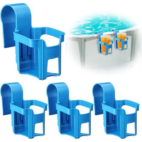 Lot de 4 porte-gobelets de piscine en plastique, accessoires polyvalents, adaptés à la plupart des piscines (bleu) (1/5)