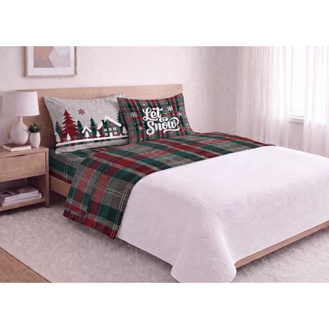 Completo Lenzuola Letto Morbida Flanella 100% Cotone Disegno Snow, misuraMatrimonialecoloreSnow (1/5)