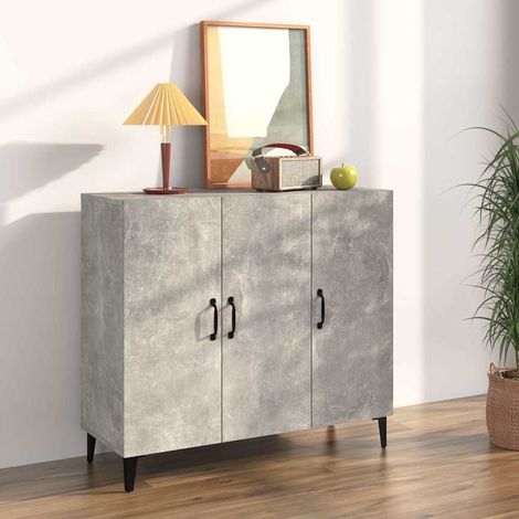 Buffet - Armoire de rangement Enfilade Gris béton 90x34x80 cm Bois d'ingénierie BV206715 - BonneVie (1/5)