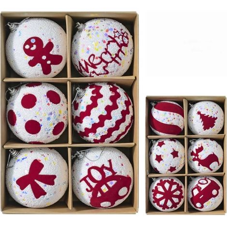 Hochwertige hängende Schaumstoff-Weihnachtsbaumkugeln (8 cm) – Weihnachtsbaum- und Partydekoration (6er-Set) (1/4)