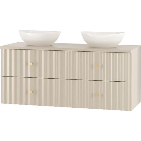 Waschtischunterschrank 120 cm breit inkl. Waschbecken in Beige AQUINO-140 (1/5)