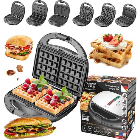 Parrilla para sándwiches, placas antiadherentes, protección contra sobrecalentamiento, UE (1/5)
