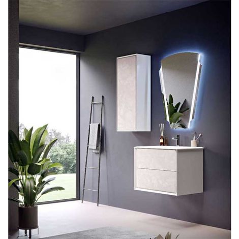 Mobile Bagno Bellagio70 cm SospesoBianco Opaco Base 2 cassetti - Lavabo in Resina (1/5)