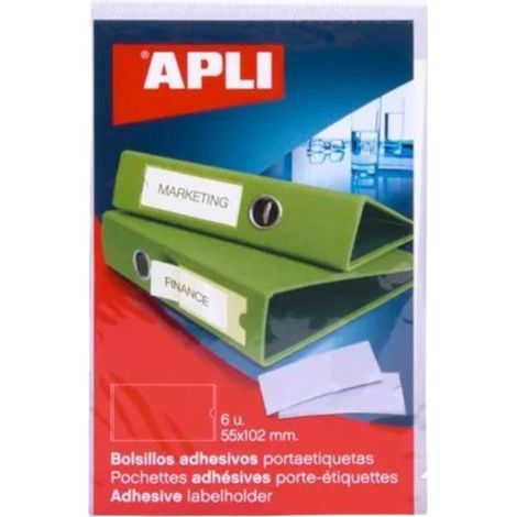 Pochettes adhésives porte-étiquettes - AGIPA - 55x102 mm - 6 unités - Vert - Facilité de modification