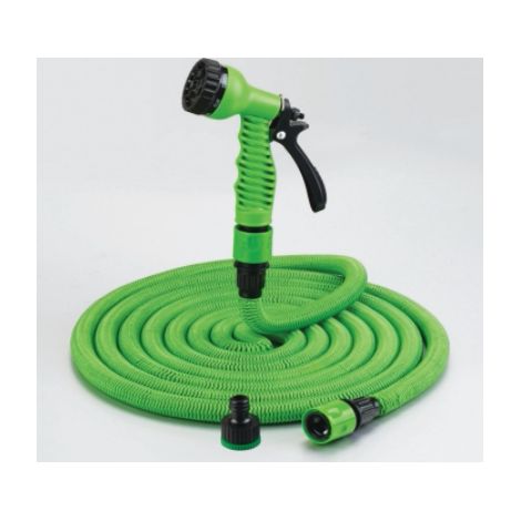 15 m ausziehbare Gießkanone mit 7 Funktionen – flexibler und einziehbarer Schlauch für Garten, Rasen, Pflanzen und Blumen