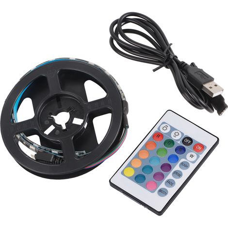 Wasserdichter RGB-USB-LED-Streifen mit 120° Abstrahlwinkel und 24-Tasten-Fernbedienung – 1,09 m (1/5)