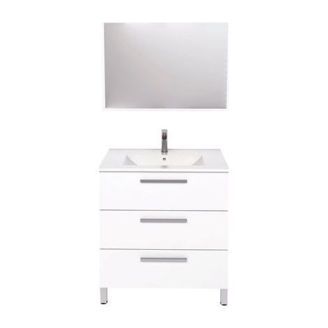 ONDEE ZEN - Meuble de salle de bain à poser PALLAS - 80cm - Blanc - Mélaminé