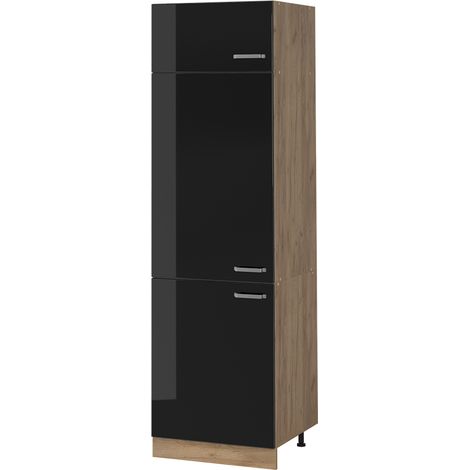 Vorratsschrank R-Line, Schwarz Hochglanz/Goldkraft Eiche, 60 cm, Vicco (1/5)