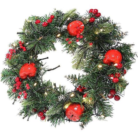 Couronne de Noël compatible avec décorations en cerisier et rotin lumineux LED (1/5)