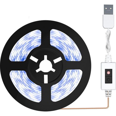 Tira de luces LED inteligente con sensor deslizante, iluminación ambiental autoadhesiva USB, tira de luces LED impermeable de 5 V, luz blanca, 4 metros.