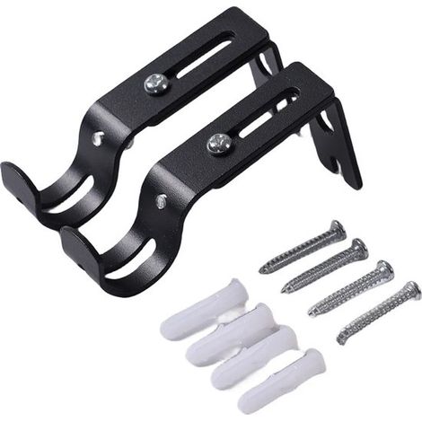 Soporte ajustable para barra de cortina, fácil de instalar, color negro. (1/4)