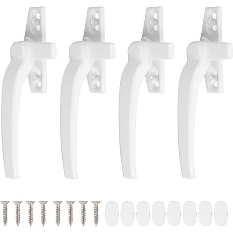 Poignée pour fenêtre en alliage d’aluminium, pour vantail extérieur à ouverture plane par poussée, équipée d’une serrure de sécurité, côté gauche, couleur blanche (1/5)