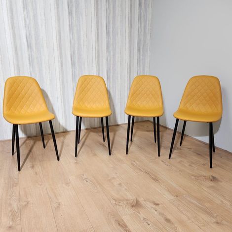Dining Chairs Set of 4 Mustard Leather Kitchen Chairs (1/5)