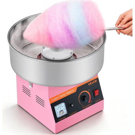 Pour fêtes et anniversaires préparez vos sucreries avec cet appareil à barbe à papa 1000W bol inox 38 cm détachable rose (1/5)