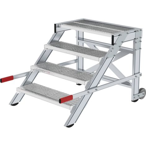 Günzburger Steigtechnik Plate-forme de travail mobile Largeur de marche 0,8 m Grille en acier 4 marches - 050436