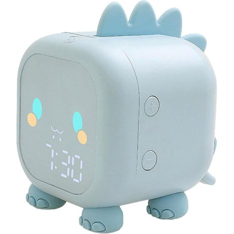 Réveil Enfant Dinosaure Numérique avec Fonction Snooze, Veilleuse Chambre, Horloge Éducative Sommeil, Bleu (1/5)