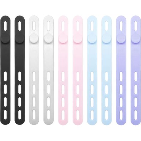 Attaches en Silicone  10 Pièces Sangle Élastique De Rangement Bureau - Sangles pour Câbles de Charge - Pour Intérieur Extérieur Maison Bureau Voiture Voyage Casque Chargeur