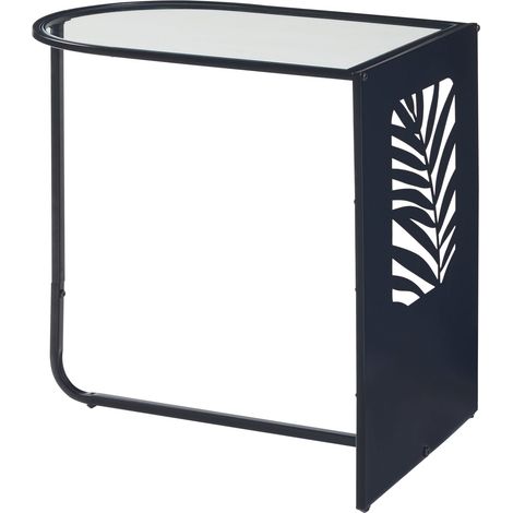 Mesa auxiliar 50 x 50 x 35 cm metal cristal negro 030010970 (1/5)