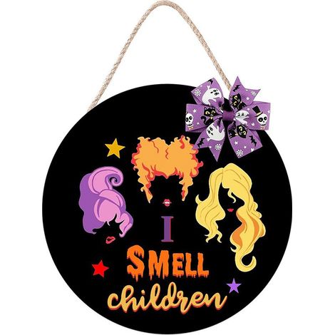 Panneau de Porte Sorcière Halloween en Bois pour Décoration Extérieure et Murale (1/5)