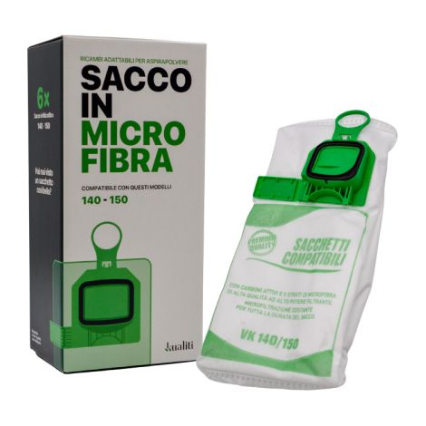 Confe'rence de Kualiti. 6 sacs filtrants en microfibre compatibles avec les aspirateurs VK 140-150 pixie