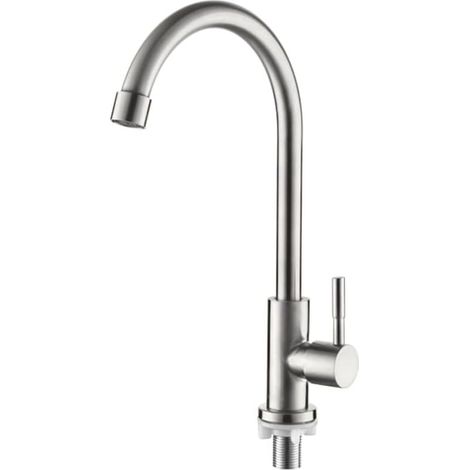 Single cold water kitchen faucet, 360° rotatable, single lever sink faucet, stainless steel MUMU (1/4)