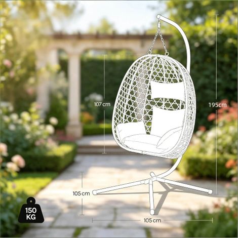 Fauteuil à bascule / Chaise suspendue à hauteur réglable — Balancelle en rotin élégante en forme d'œuf