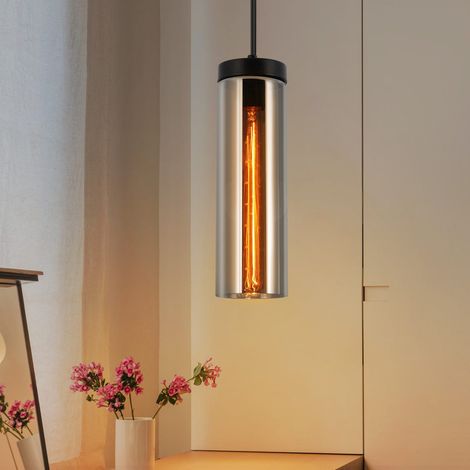 GBLY Lámpara colgante vintage - Lámpara colgante de 1 llama, E27, de cristal negro, para mesa de comedor, dormitorio y cocina (sin bombilla)