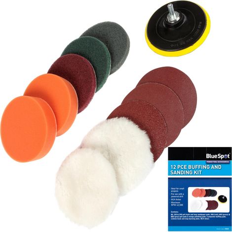 Bluespot 12pc Buffing Sanding Polishing Mop Wheel Pad Set For Grinder And Drill (1/3)